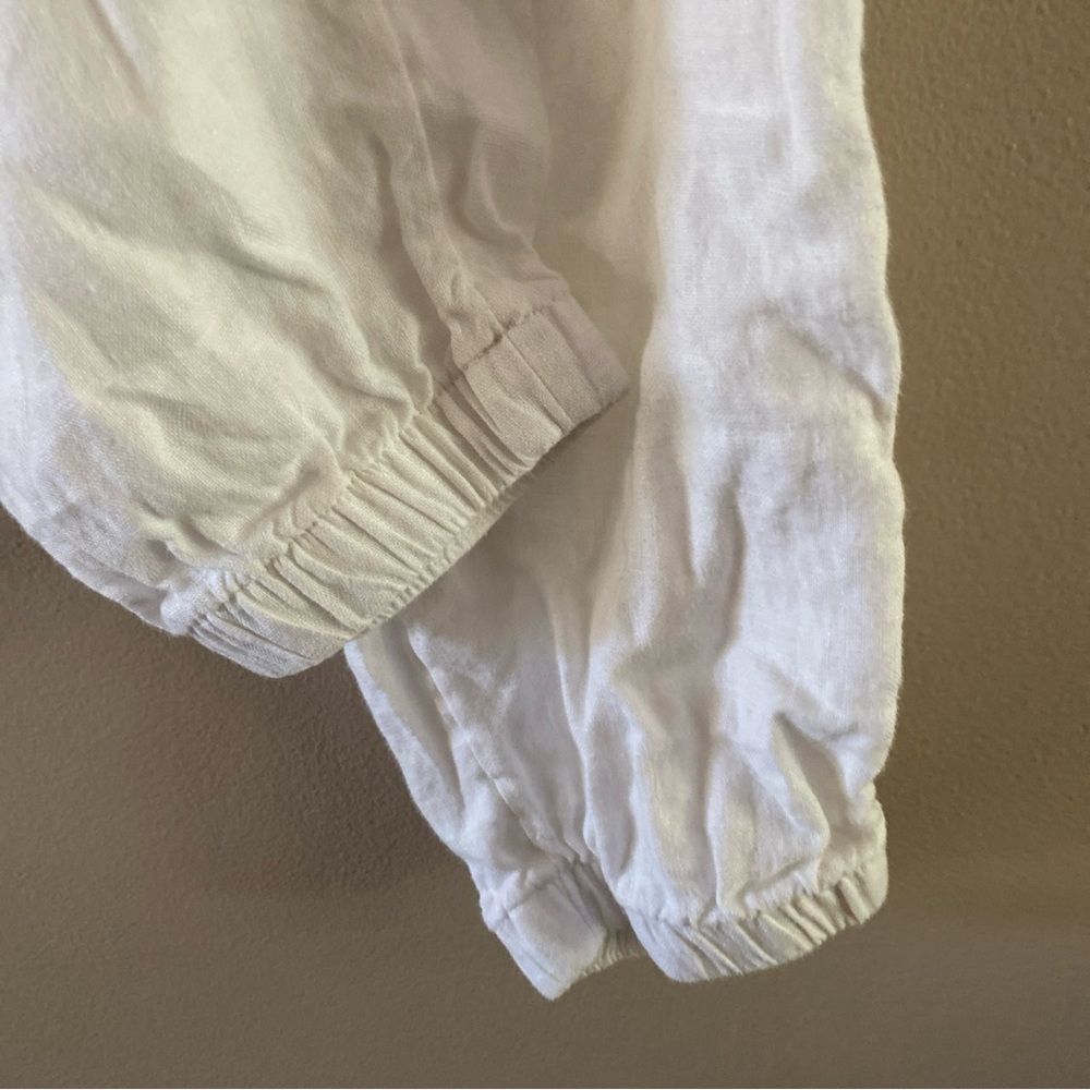 Athleta Women’s White Cabo Linen High Rise Silver Zip Drawstring Joggers Size 10 - Picture 8 of 16